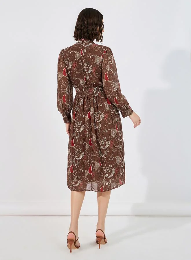 Styli Paisley Print Midi Dress