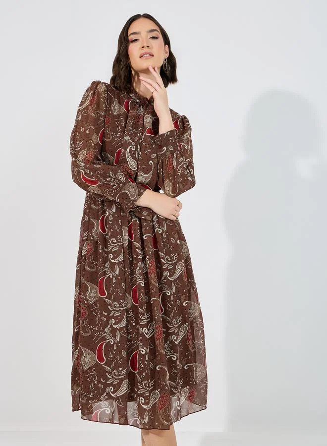 Styli Paisley Print Midi Dress