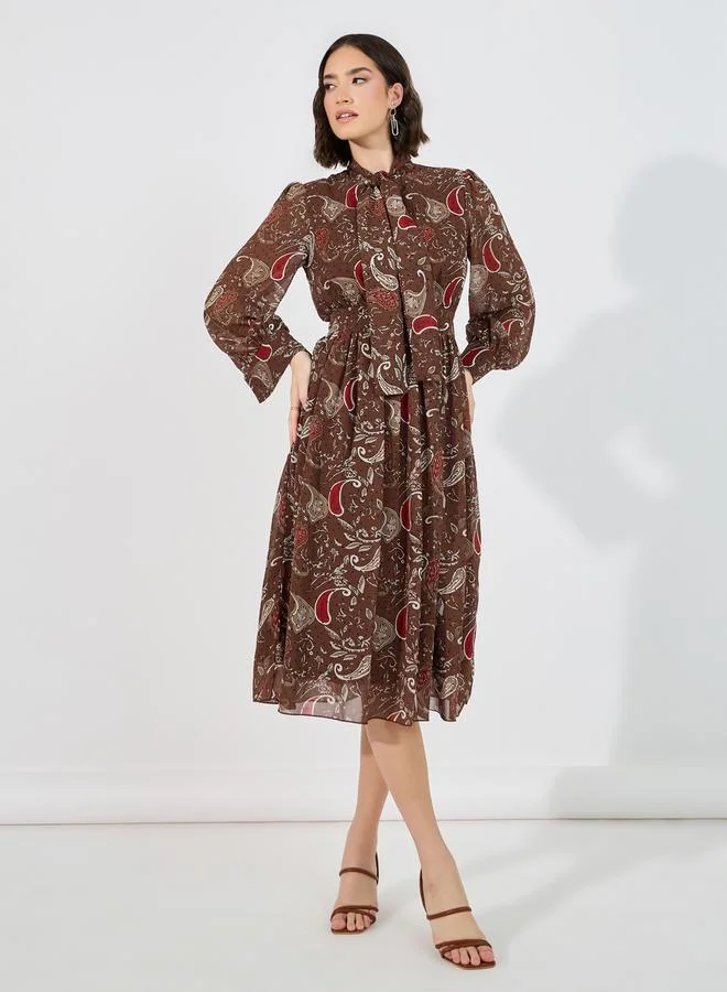 Styli Paisley Print Midi Dress