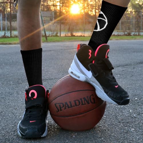 ChalkTalkSPORTS Basketball Performance Crew Socks - Basketball Silhouette Design - Black/White - Mid-Calf Socks - Adult - Image 4