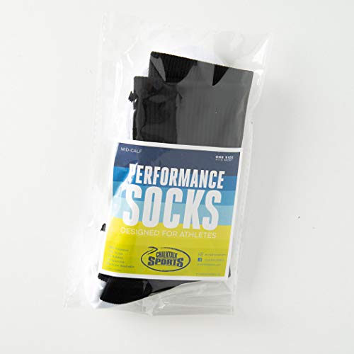 ChalkTalkSPORTS Basketball Performance Crew Socks - Basketball Silhouette Design - Black/White - Mid-Calf Socks - Adult - Image 5