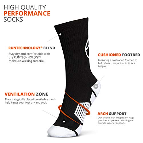 ChalkTalkSPORTS Basketball Performance Crew Socks - Basketball Silhouette Design - Black/White - Mid-Calf Socks - Adult - Image 3