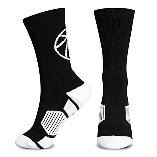 ChalkTalkSPORTS Basketball Performance Crew Socks - Basketball Silhouette Design - Black/White - Mid-Calf Socks - Adult - Image 2