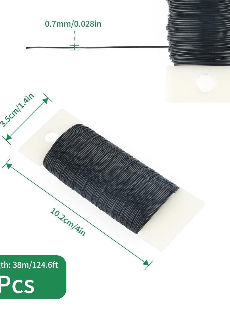 Excefore 2 x 38M Black Florist Wire - 0.7mm (22 Gauge) Paddle Wire for Floral Arrangements, Crafts, and DIY Projects - Image 2