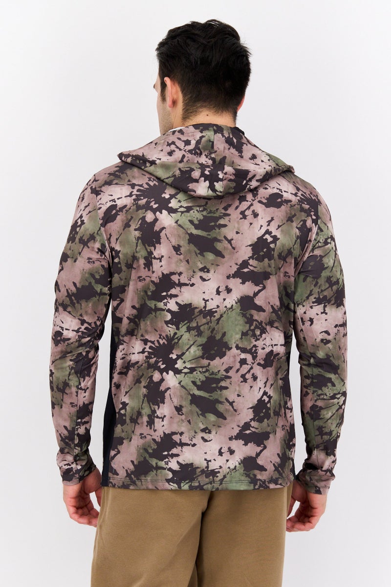 Hurley Men Sportswear Fit Brand Logo Training Hoodie, Olive Green  - Image 3