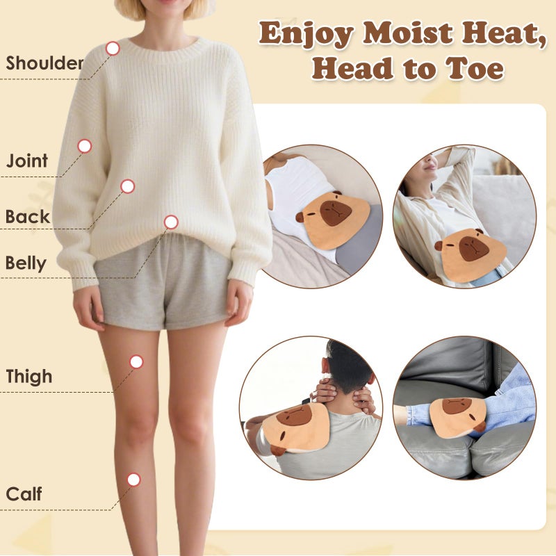 SUZZIPAD Microwave Hand Warmers  Capybara Plush Pillow  Hand Muffs  Microwavable Heating Pads For Hands  Belly  Shoulders  Multi-Use  Cozy Gifts For Women And Girls- 7.9"" X 12.2""  2.2 Lbs - Image 3