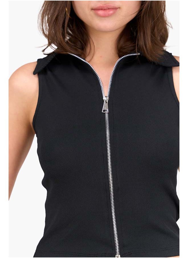 Clue - Ribbed Sleeveless Crop Top - Image 1