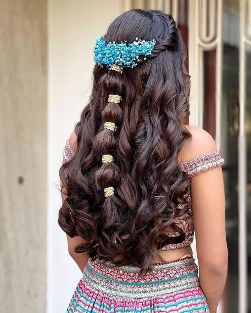 Generic Baby Breath/Gypsy Dried Artificial Flower Sticks for Women, Wedding, Party, Bridal Hair Accessories, Artificial flower for Hair (Light Blue)  - Image 1