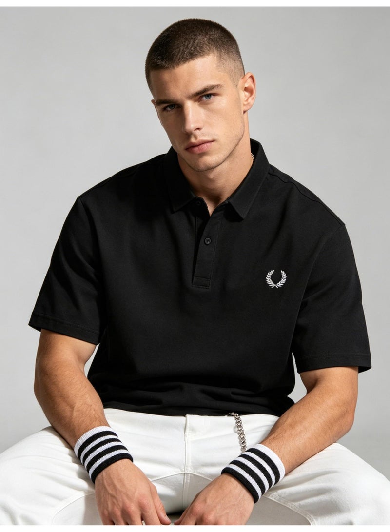 فريد بيري Fred Perry unisex plain laurel wreath Polo shirt, breathable embossed knitted short sleeves, simple casual shirt for men and women. - Image 4