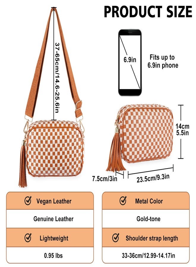 Dealkion Woven Crossbody Bag Woven Purse Trendy Braided Weave Shoulder Camera Crossbody Bag Handbag for Women, Brown - Image 4