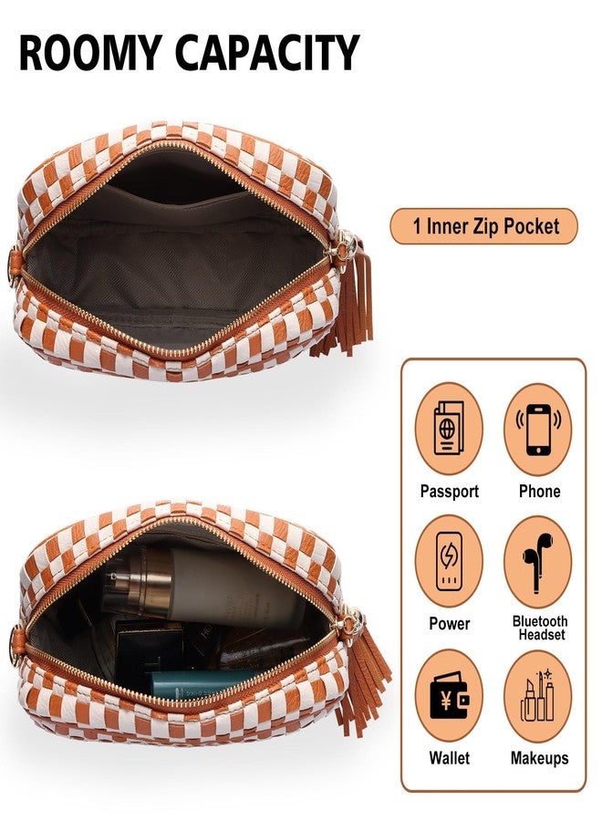 Dealkion Woven Crossbody Bag Woven Purse Trendy Braided Weave Shoulder Camera Crossbody Bag Handbag for Women, Brown - Image 5