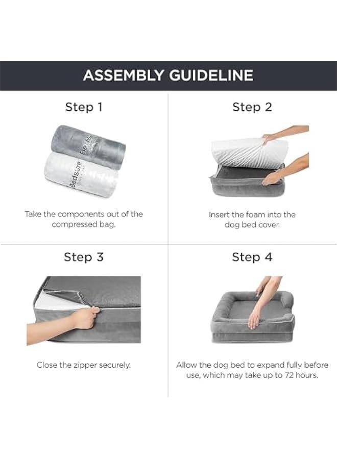 هوكور سرير للكلاب المتوسطة من ساب وولف - سرير اريكة للكلاب مقاوم للماء مقاس متوسط، سرير اريكة من الفوم الداعم للحيوانات الاليفة مع غطاء قابل للازالة والغسل وبطانة مقاومة للماء وقاعدة مضادة للانزلاق - Image 3