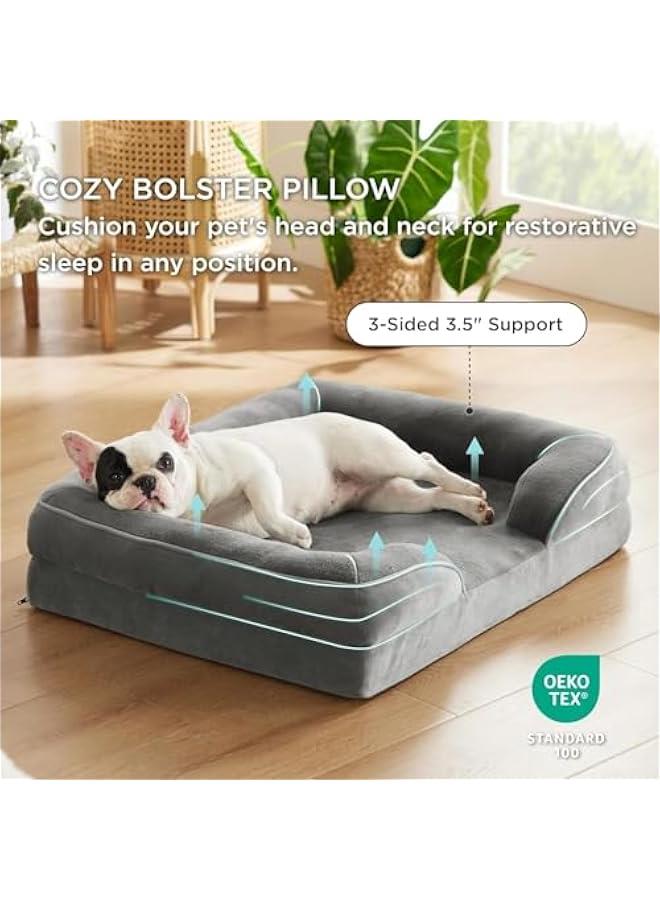 هوكور سرير للكلاب المتوسطة من ساب وولف - سرير اريكة للكلاب مقاوم للماء مقاس متوسط، سرير اريكة من الفوم الداعم للحيوانات الاليفة مع غطاء قابل للازالة والغسل وبطانة مقاومة للماء وقاعدة مضادة للانزلاق - Image 4