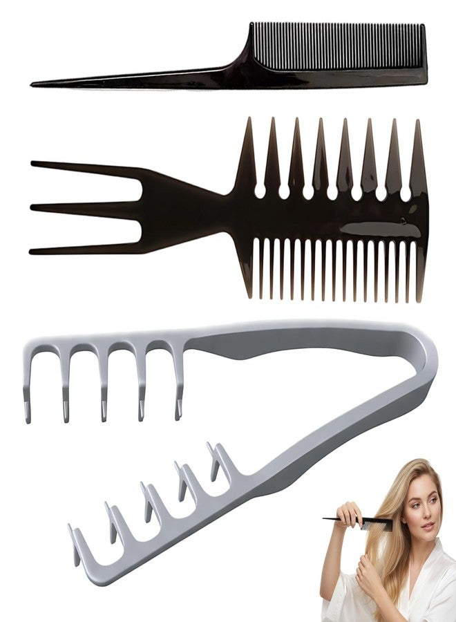 CZFSWT 3PCS Texture Comb Set, Textured Styling Comb, Texture Comb Men Suitable for Fluffy Hairstyles, Travel-Friendly Styling Tools - Image 1