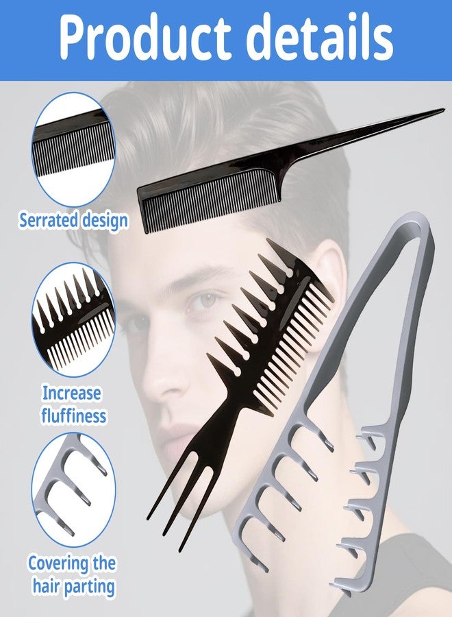 CZFSWT 3PCS Texture Comb Set, Textured Styling Comb, Texture Comb Men Suitable for Fluffy Hairstyles, Travel-Friendly Styling Tools - Image 3