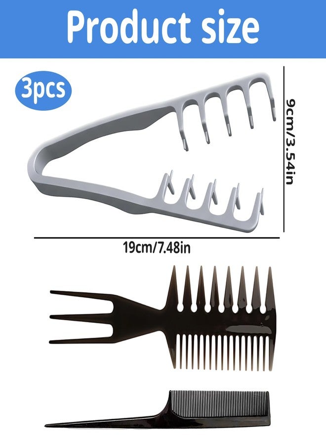 CZFSWT 3PCS Texture Comb Set, Textured Styling Comb, Texture Comb Men Suitable for Fluffy Hairstyles, Travel-Friendly Styling Tools - Image 2
