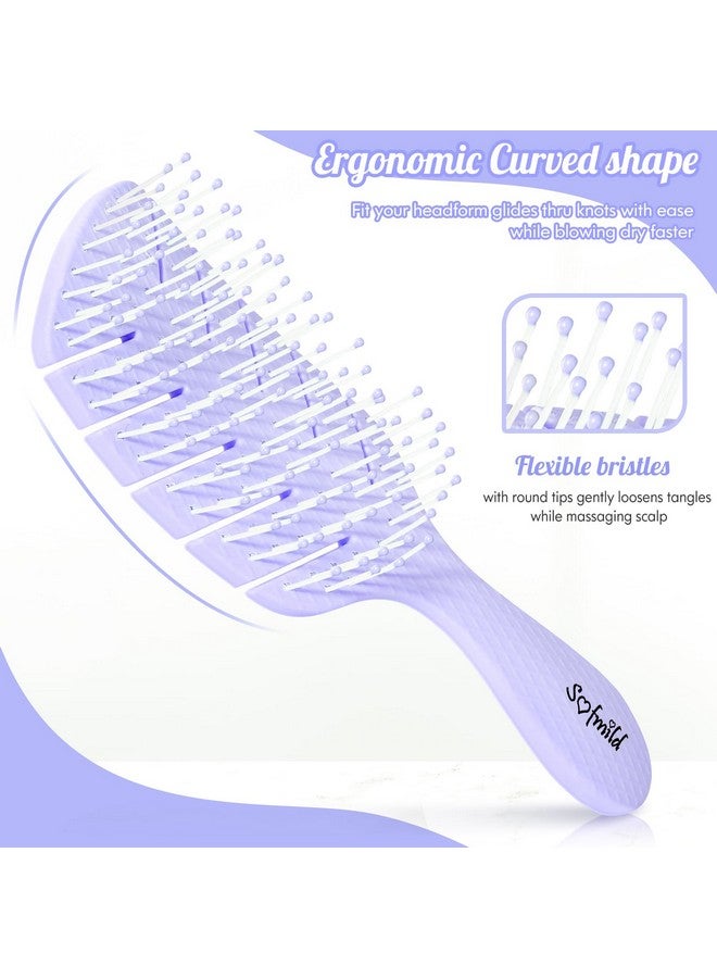 Sofmild Hair Brush Curved Vented Paddle Detangle Brush For Faster Blow Drying Soft Flexible Bristles Glide Thru Tangles With Ease Detangling Styling Hair Brushes For Women Curly Thick Wet Hair - Image 3