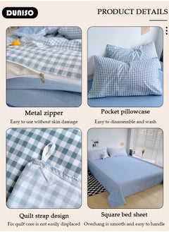 DUNISO 4 Packs Bed Sheet Sets, Soft Cotton Sheets Including Fitted Sheet Quilt Cover and 2 Pillowcases, Breathable Quilt Set for Wrinkle and Anti Pilling, Comfortable Bedding Set for Bedroom and Guest Room  - Image 3