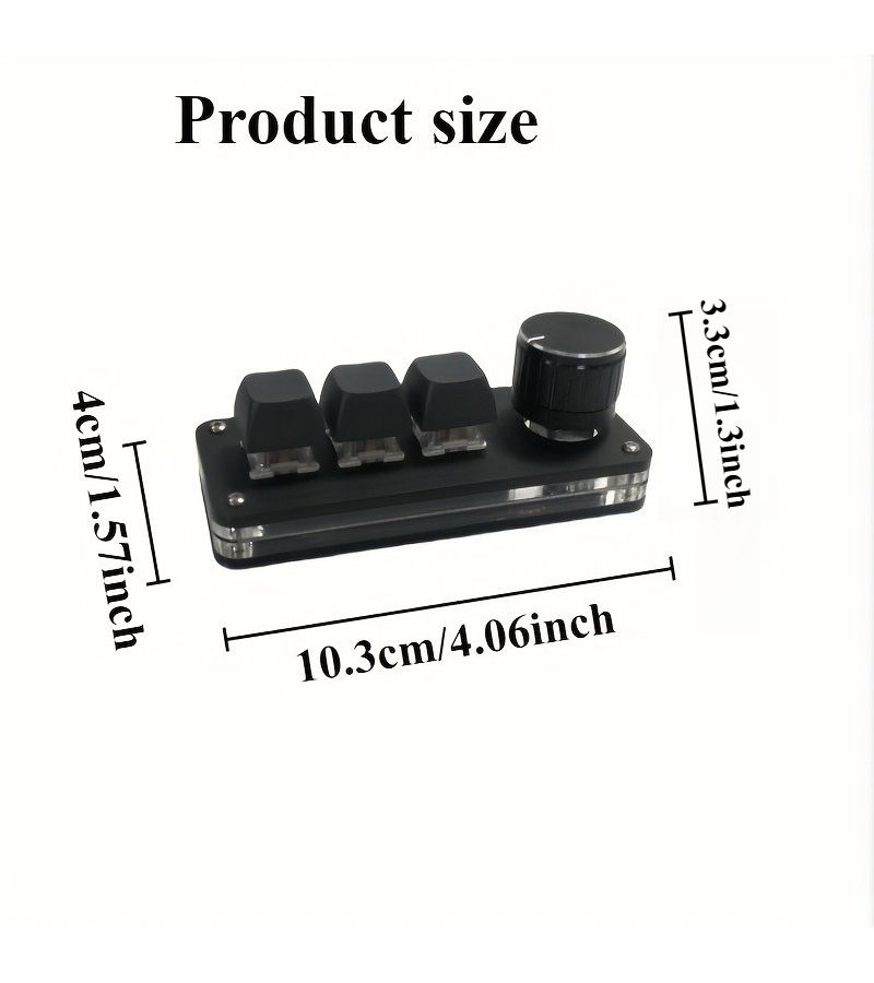 Compact One Handed Game Keyboard Ergonomic Backlit 3 Key Controller - Image 1