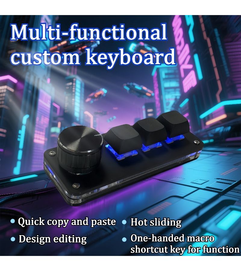 Compact One Handed Game Keyboard Ergonomic Backlit 3 Key Controller - Image 4