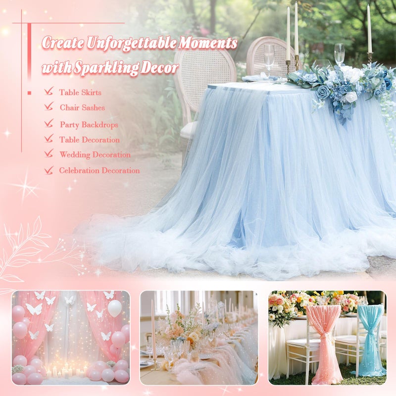 Entisn Glitter Tulle Fabric, 1 Yard x 60 Inch Wide Tulle Bolt Pink Tulle Netting with Iridescent Sequin, Soft Sparkly Tulle Fabric Bulk for Bridal Veil Wedding Decoration Tutu Skirt Gift Wrap - Image 5
