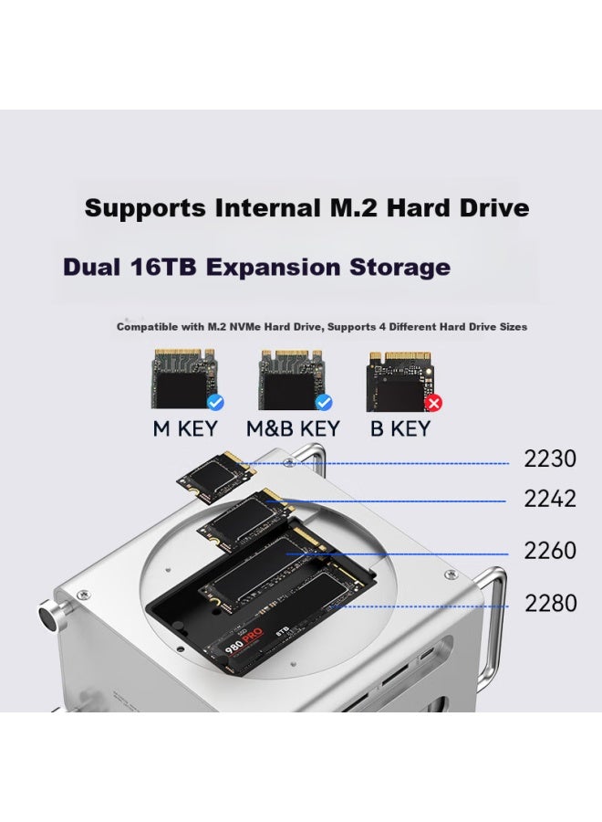 Acasis Compatible With Macmini M4 Expansion Dock, Hard Drive Enclosure, 40gbps Transfer, Dual Dp Screen Mirroring, 16tb Capacity Expansion, Compatible With M4/m4pro Host, Compatible With Thunderbolt 4/5 Interface, M002pro - Image 2