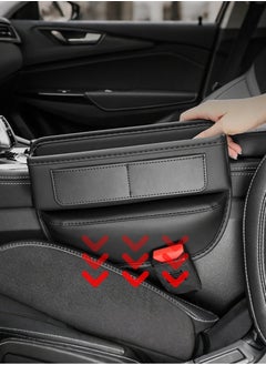 Jourvent Leather Car Seat Gap Storage Box, Multifunctional Organizer for Phone, Glasses, Keys, and Cards, Front and Passenger Seat Storage Bag, （Black）  - Image 1
