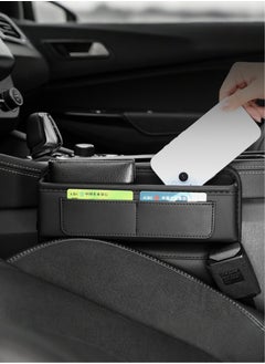 Jourvent Leather Car Seat Gap Storage Box, Multifunctional Organizer for Phone, Glasses, Keys, and Cards, Front and Passenger Seat Storage Bag, （Black）  - Image 4