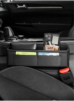 Jourvent Leather Car Seat Gap Storage Box, Multifunctional Organizer for Phone, Glasses, Keys, and Cards, Front and Passenger Seat Storage Bag, （Black）  - Image 3