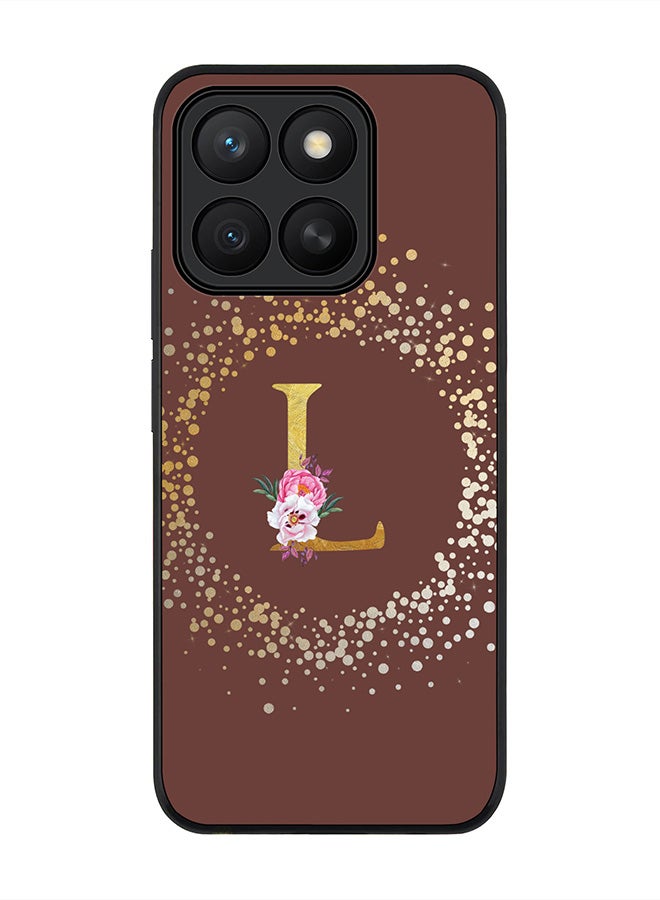 Stylizedd For Honor X8c Case,Slim fit Camera Protection, Shockproof Thin Phone cover  - Custom Monogram Floral - L  (Brown )