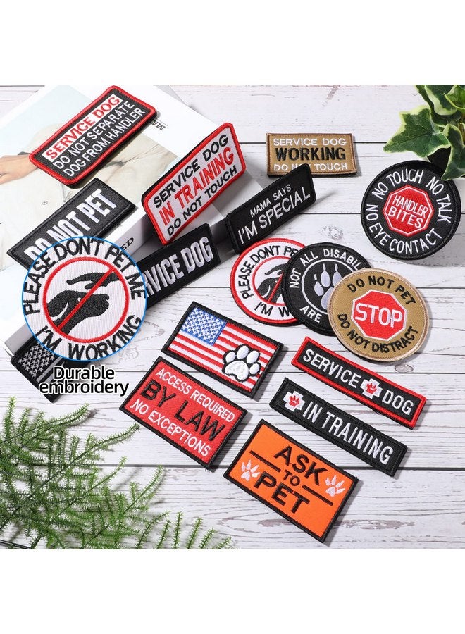 Mtlee 16 Pieces Service Dog Patch Do Not Pet Patch Ask to Pet Patch Removable Embroidery Tactical Patches with Hook and Loop American Flag Patches for Dog Harness Vest Collar - Image 4