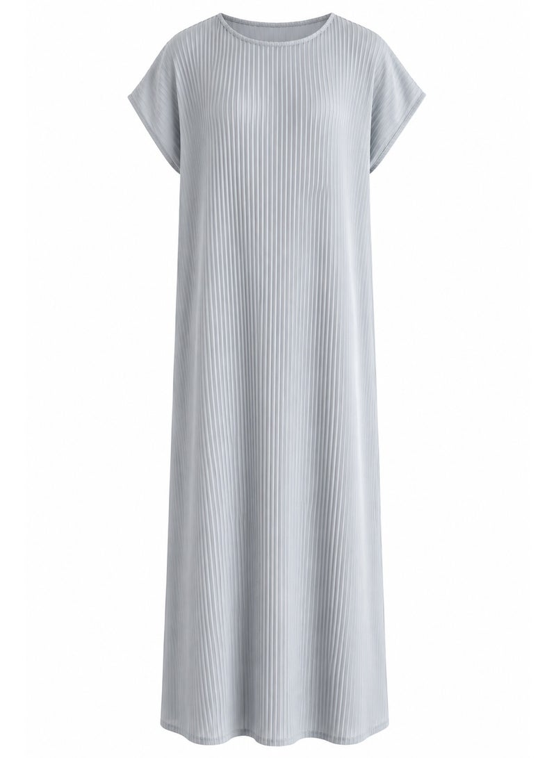 Amnad International Special Edition, 3-Piece Lace-Trimmed Nida Abaya Set with Inner Dress & Chiffon Hijab, Sky Blue, Sizes 52-60 inches - Image 3