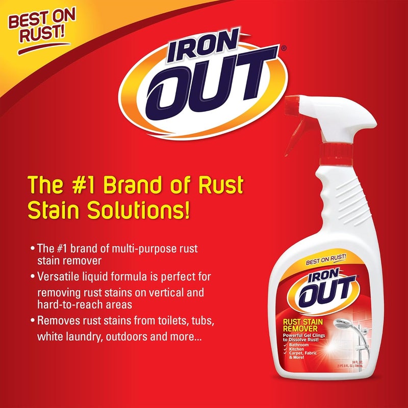 IronOut رذاذ جل مزيل بقع الصدأ، يزيل ويمنع بقع الصدأ في الحمامات، المطابخ، الأجهزة، الغسيل، وفي الهواء الطلق، 24 أونصة، عبوة من 6 - Image 5