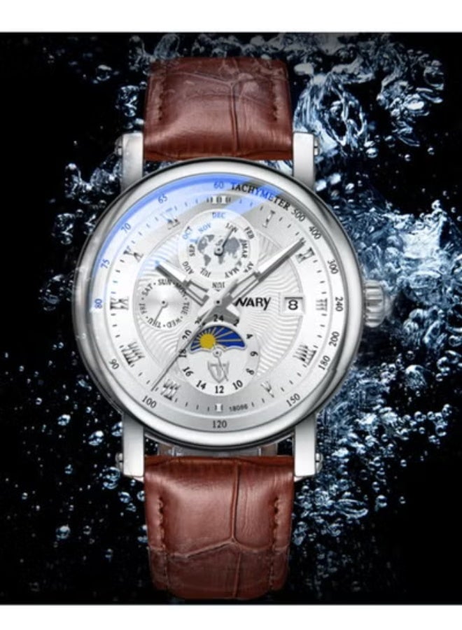 NARY Men's Fashionable Business Waterproof Fully Automatic Mechanical Watch - Image 2