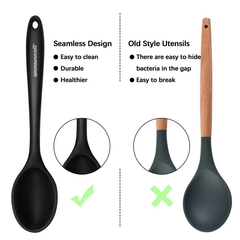 Thimmamma Silicone Cooking Spoon, Nonstick Kitchen Spoons for Cooking, Slotted and Solid Serving Spoon Heat Resistant, Silicone Mixing Spoons Basting Spoon Stirring Spoon for Nonstick Cookware 4 Pack - Image 3