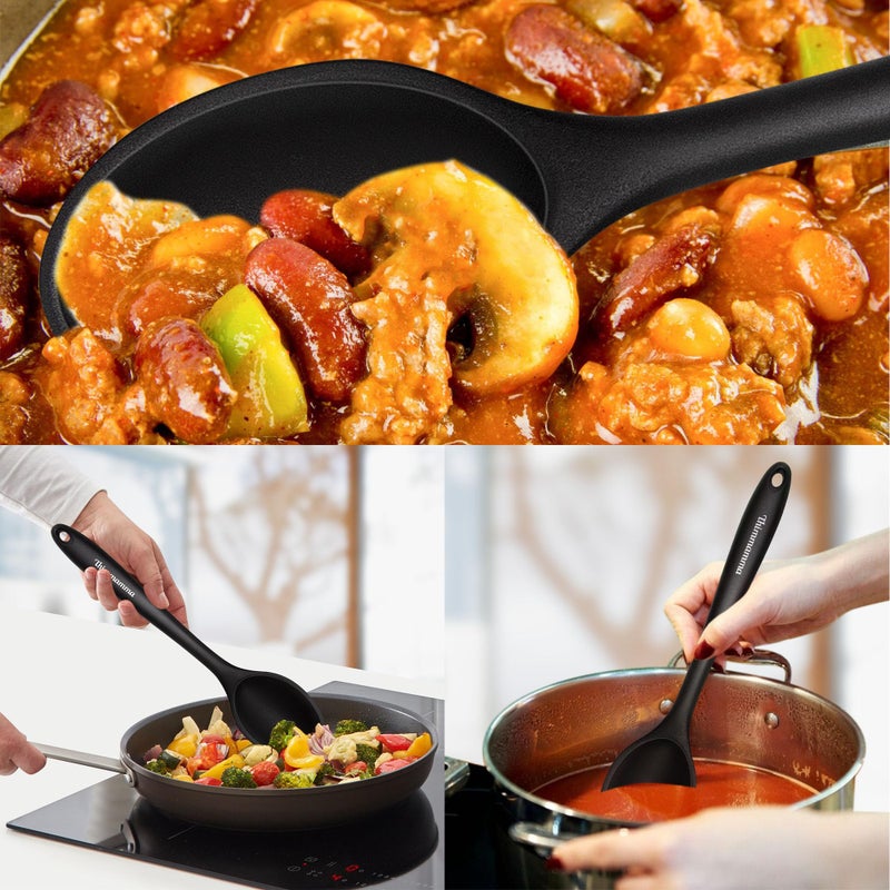 Thimmamma Silicone Cooking Spoon, Nonstick Kitchen Spoons for Cooking, Slotted and Solid Serving Spoon Heat Resistant, Silicone Mixing Spoons Basting Spoon Stirring Spoon for Nonstick Cookware 4 Pack - Image 5