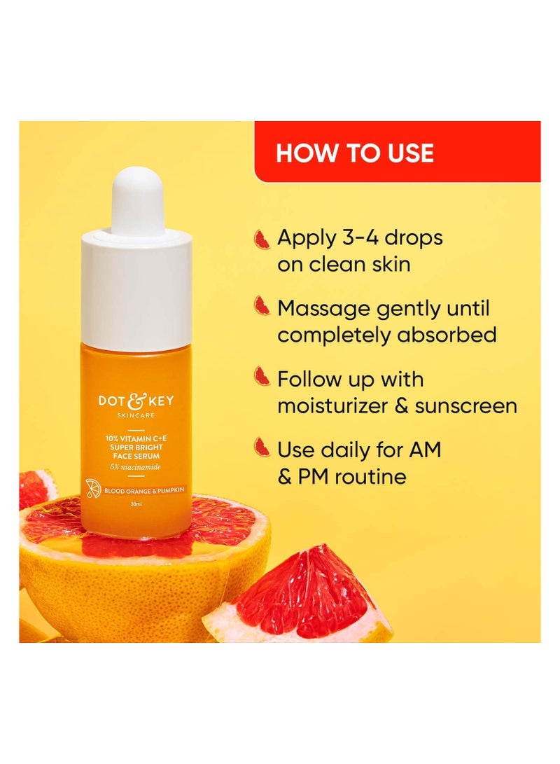 DOT & KEY Dot&Key 10% Vitamin C + E 5% Niacinamide Serum|Vitamin C Serum For Glowing Skin Fades Pigmentation & Dark Spots|Vit C Serum With Blood Orange & Pumpkin For Uneven & Dull Skin,All Skin Types 30Ml - Image 2