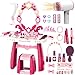 Surelect Toddler Makeup Table Toy with Mirror and Chair Kids Pretend Play Vanity Set with Lights and Sounds Hairdryer Make Up Accessories for 36 Years Old Girls - Image 2