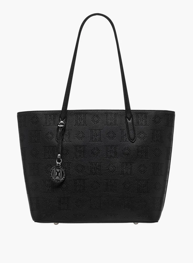 ELLE Laser Cut Tote Bag with Double Handle and Zip Closure