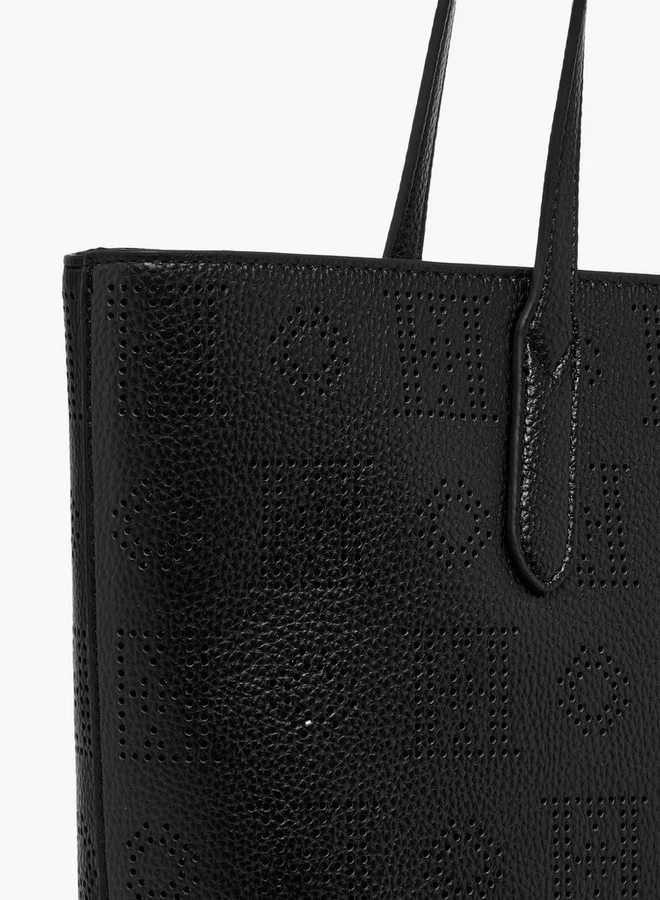 ELLE Laser Cut Tote Bag with Double Handle and Zip Closure