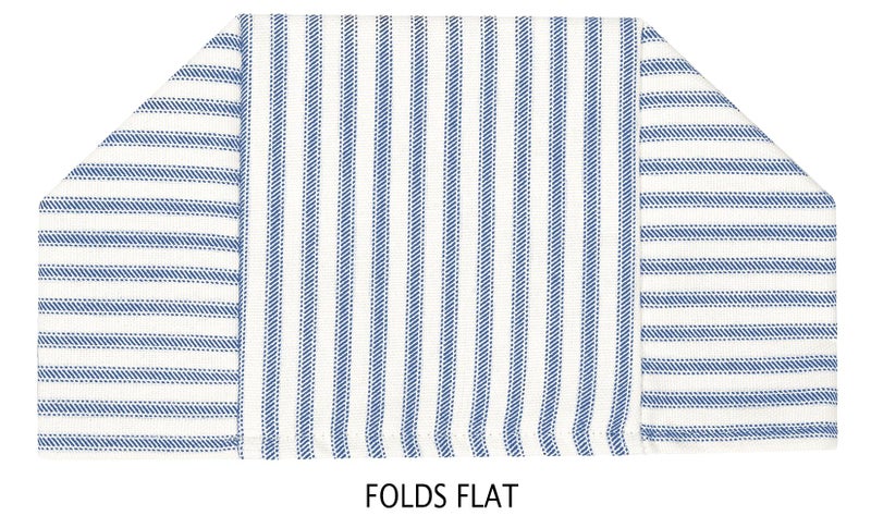 Decorative Things Fabric Tissue Box Cover, Tissue Holder Slipcover, Slips Over Square Cube Cardboard Facial Tissue Boxes -Decorative Blue Bathroom Decor Ticking Stripe, Cotton, Lined - Image 3