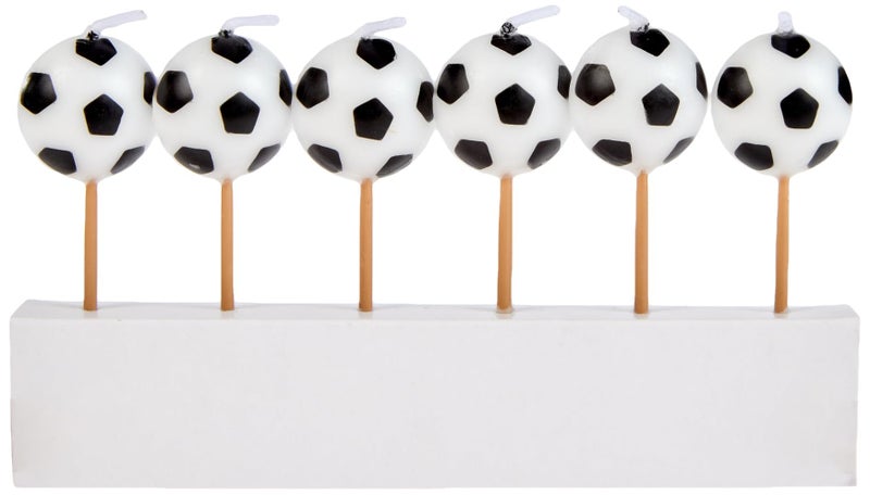 Unique Soccer-Themed Birthday Candles (Pack Of 6) - Black & White Wax Candles On Wooden Picks - Ideal For Sports Fans Celebrations - Image 3