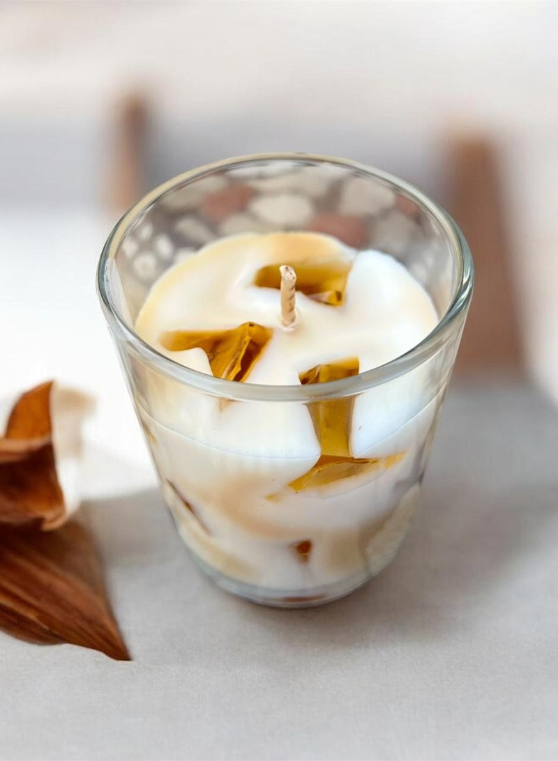 شمعة معطرة برائحة اللاتيه المثلج 8x9 سم 6 أونصة 220 جرام - شمع الصويا، العلاج بالروائح، عطر منزلي يدوم طويلاً وهدية - ديكور المنزل - Image 3