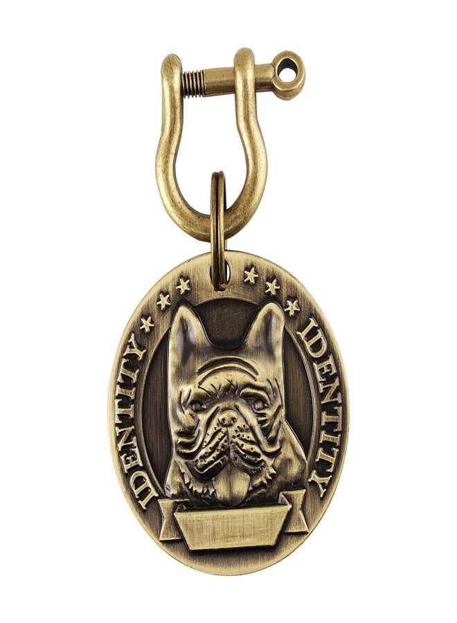 SRI Emily Pets Brass Round Shape Dog Print Collar Tag Cum Collar Charm for Dog & Puppy - Image 1