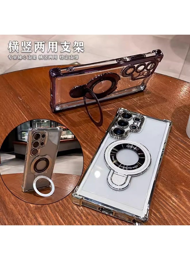 Magnetic Case for Galaxy S25 Ultra with Ring Stand 【Camera Lens Protector】 Glitter Slim Protective Cover, Compatible with Samsung Galaxy S25 Ultra Case - Image 3