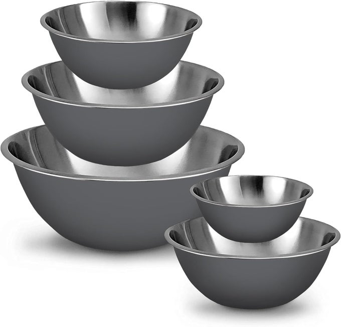 MEAL PREP STAINLESS STEEL MIXING BOWLS SET HOME REFRIGERATOR AND KITCHEN FOOD STORAGE ORGANIZERS ECOFRIENDLY REUSABLE HEAVY DUTY GRAY