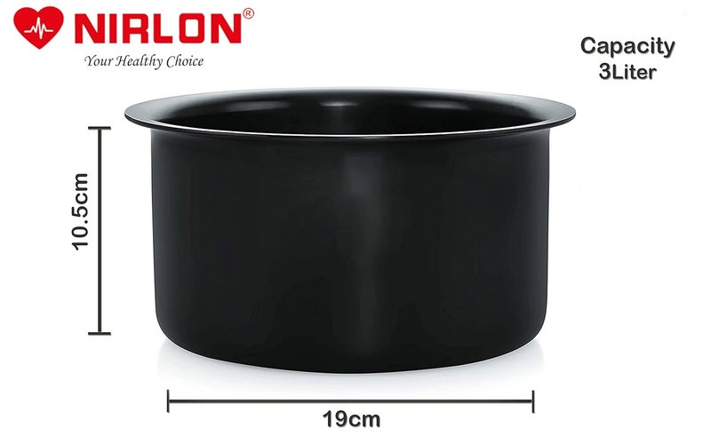 Nirlon وعاء طهي نيرلون مؤكسد صلب / متوافق مع موقد الغاز - 3 لتر (أسود) - Image 2