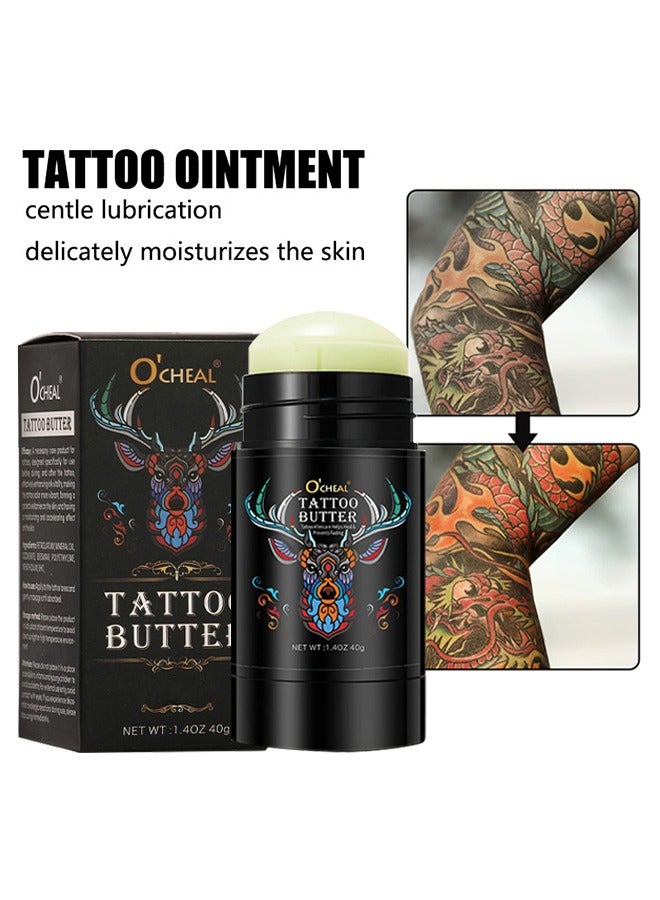OCHEAL Tattoo Butter - Aftercare Tattoo Cream For Old And New Tattoo - Tattoo Aftercare Helps Heal& Prevents Fading- Natural Tattoo Care Balm Tattoo Cream 40G - Image 1