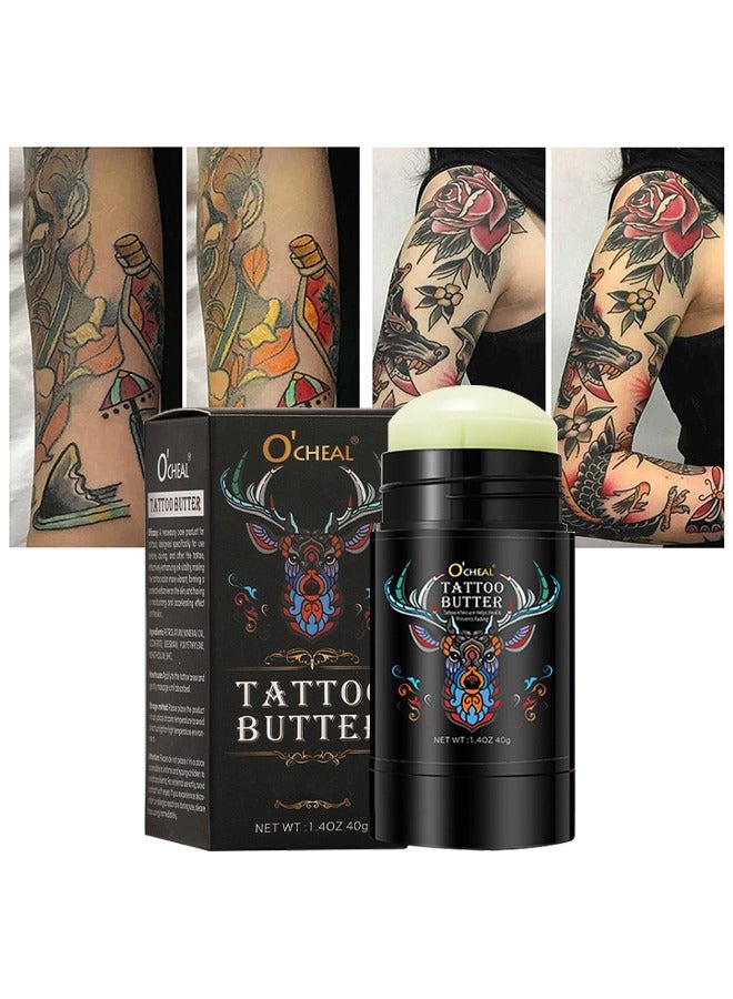 OCHEAL Tattoo Butter - Aftercare Tattoo Cream For Old And New Tattoo - Tattoo Aftercare Helps Heal& Prevents Fading- Natural Tattoo Care Balm Tattoo Cream 40G - Image 2