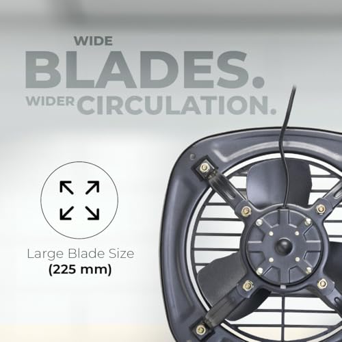 TVS GREEN VentMax 9 Metal Exhaust Fan 225mm | High Speed 2350 RPM|Super Suction 1250 m³/hr | Rust Proof Wire Guards|Low Voltage Operation | Durable Metal Body | Grey|3-Year Warranty - Image 3